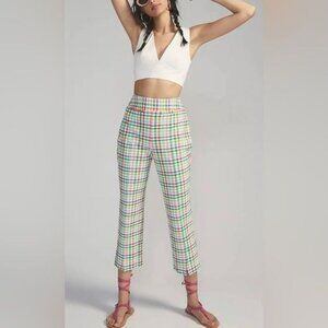 Maeve Anthropologie Grace Gingham Multicolor Capri Pants Size 4 Slim Fit